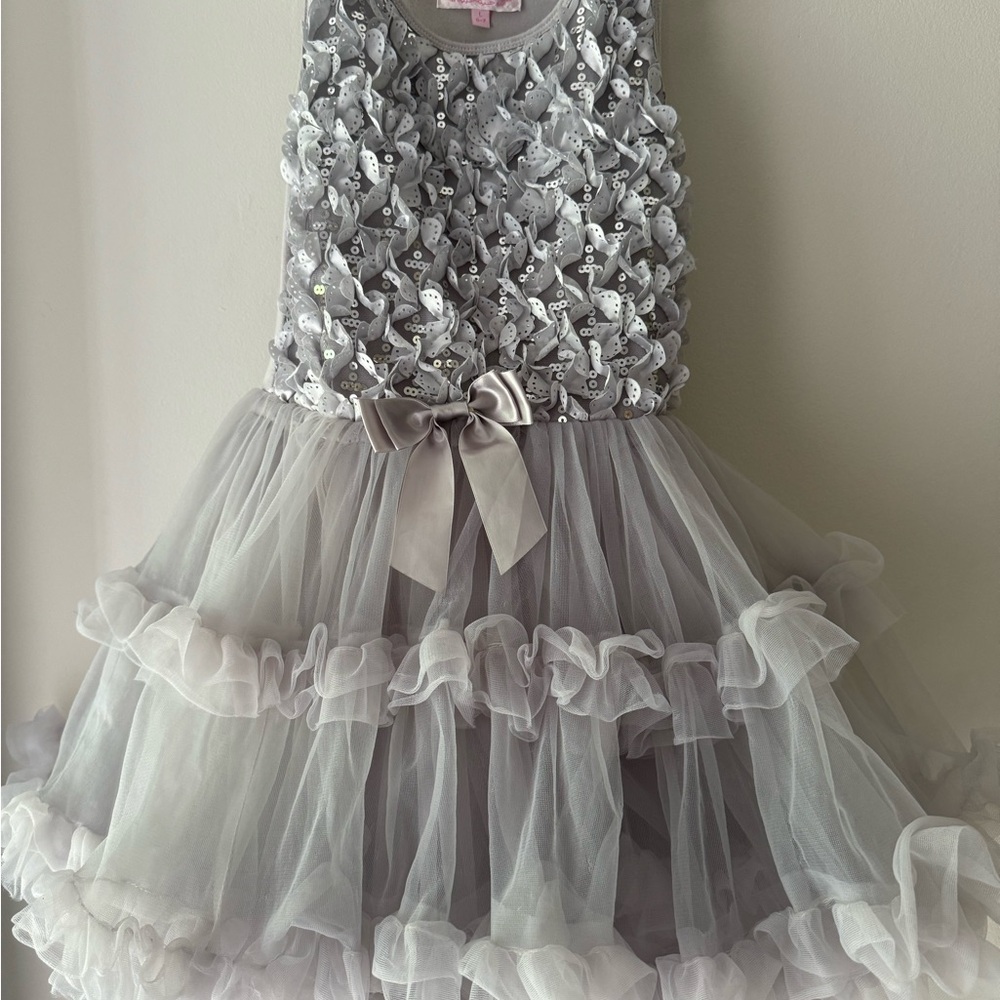 Popatu silver/gray sequin and ruffle tutu dress